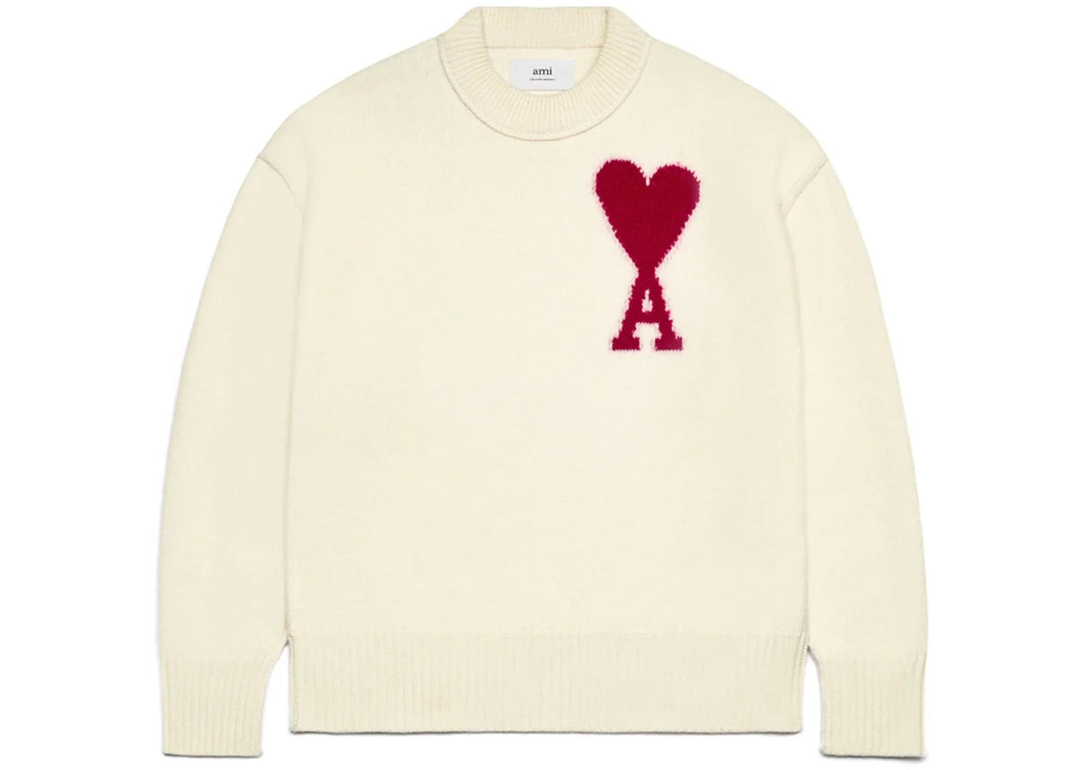 Ami Paris Ami De Coeur Felted Merino Wool Sweater Off White/Red – Ami Paris – THE LAB CONCEPT CLUB Bienne